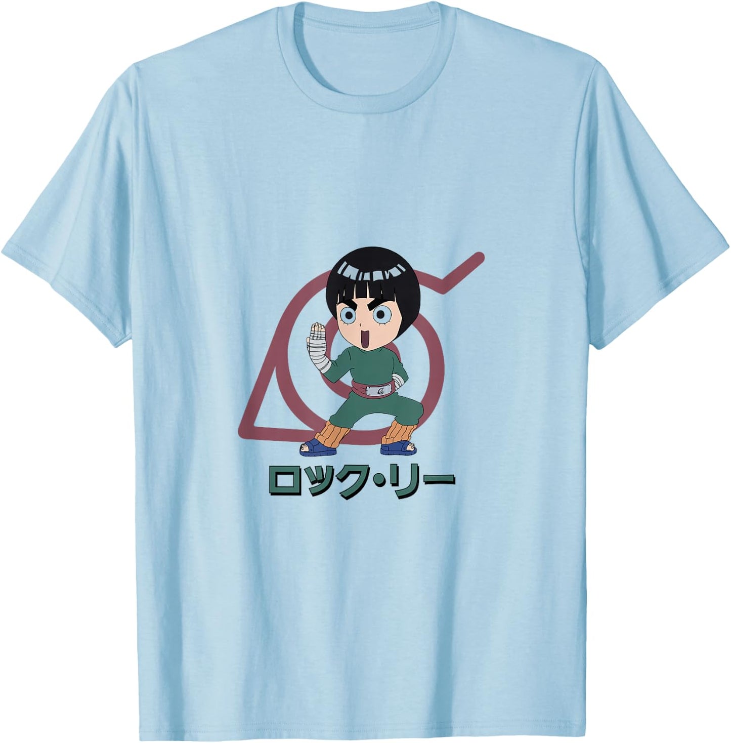 Naruto Classic Lee and Konohagakure Symbol T-Shirt - T-Shirt | Light Blue