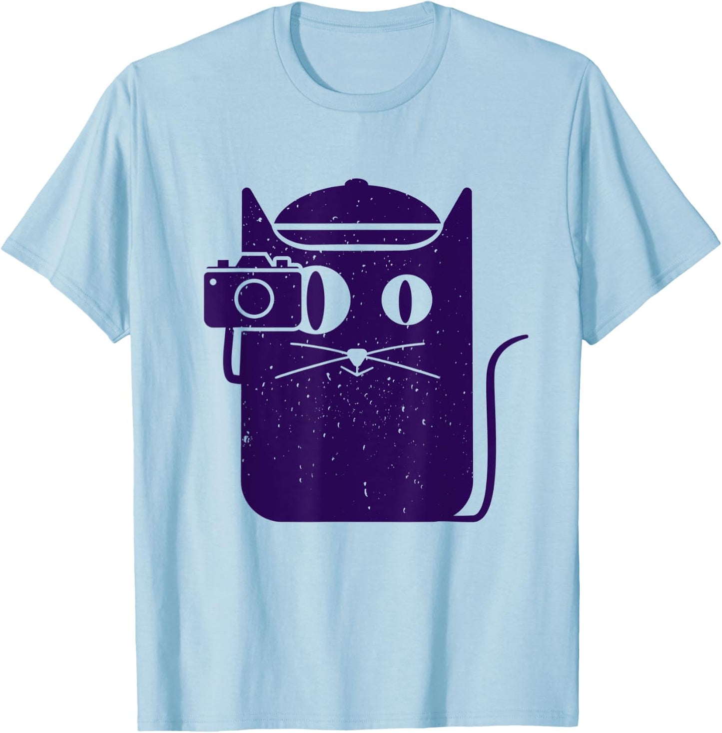 Camera Cat Funny Cute Kawaii Photography Photographer Men Women Kids T-Shirt - T-Shirt | Light Blue