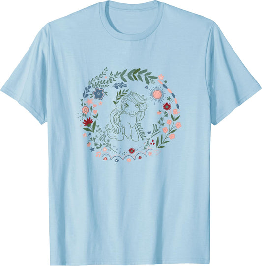 My Little Pony Glory Vintage Floral Unicorn Line Portrait T-Shirt - T-Shirt | Light Blue