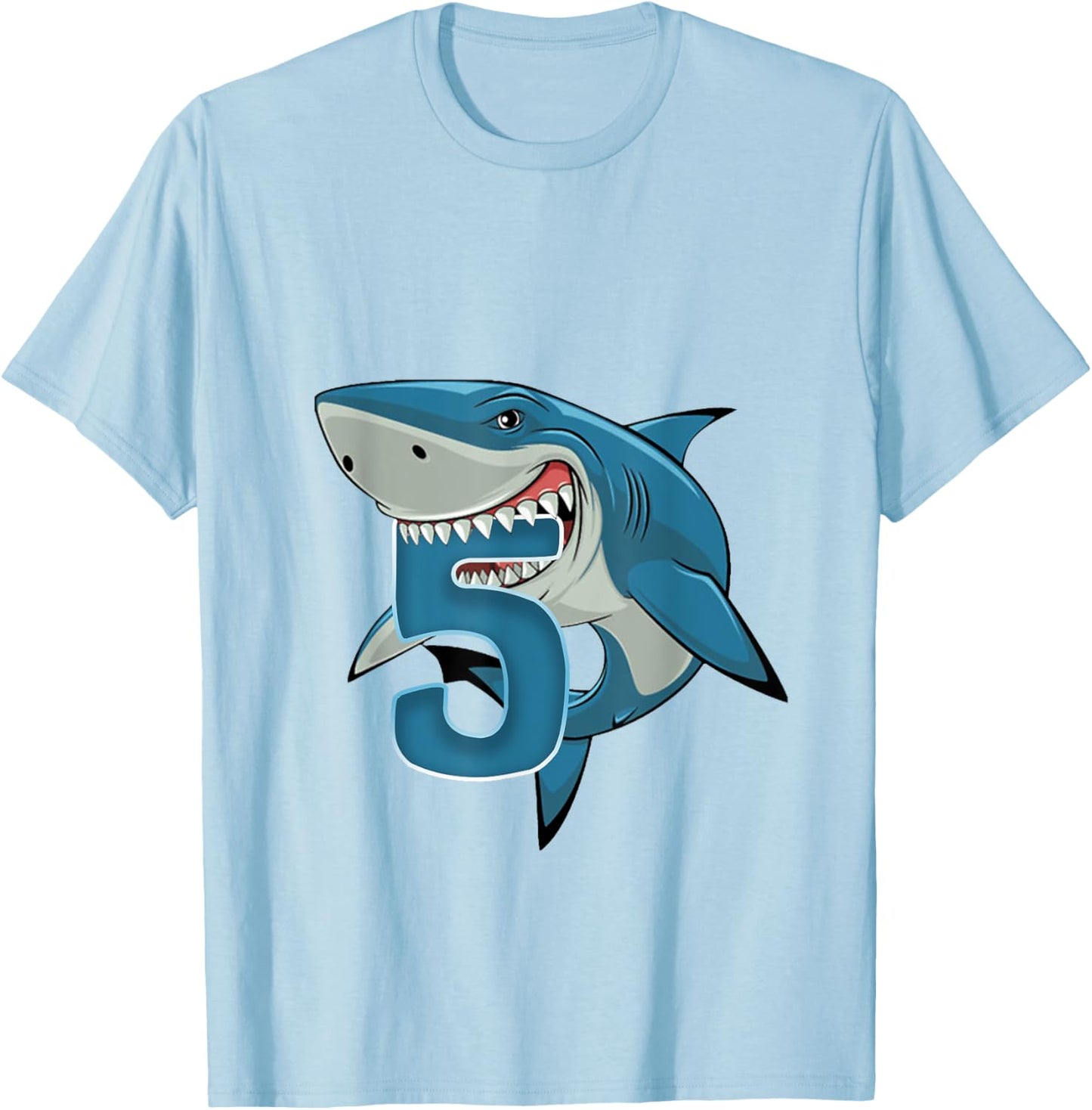 5th Birthday Shark 5 Year Old Birthday Shark Theme Party T-Shirt - T-Shirt | Light Blue