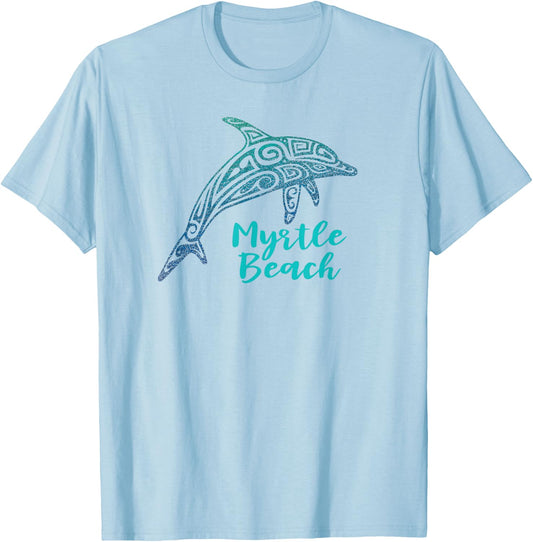 Colorful Dolphin Myrtle Beach Vintage Girls Souvenir T-Shirt - T-Shirt | Light Blue