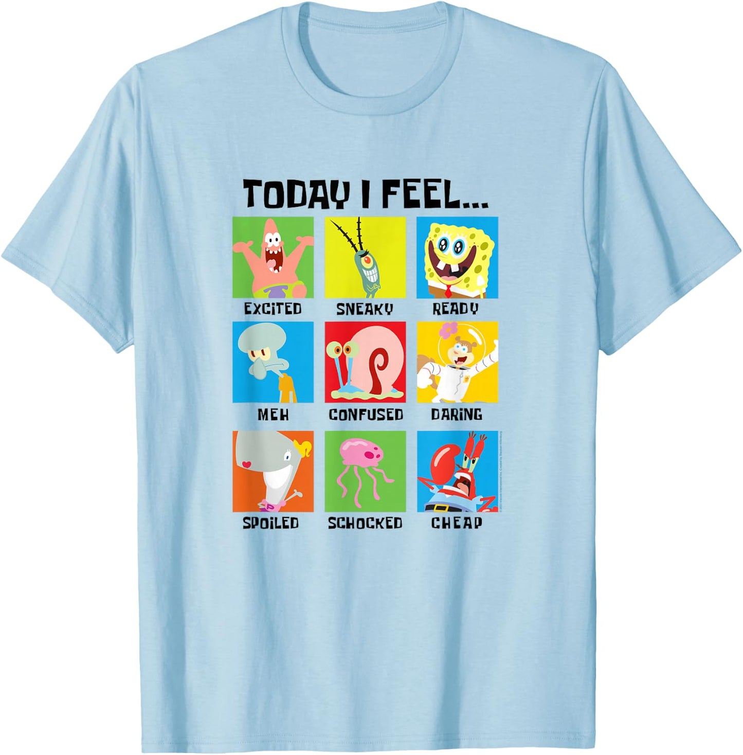 SpongeBob SquarePants Today I Feel… Character Panel Moods T-Shirt - T-Shirt | Light Blue