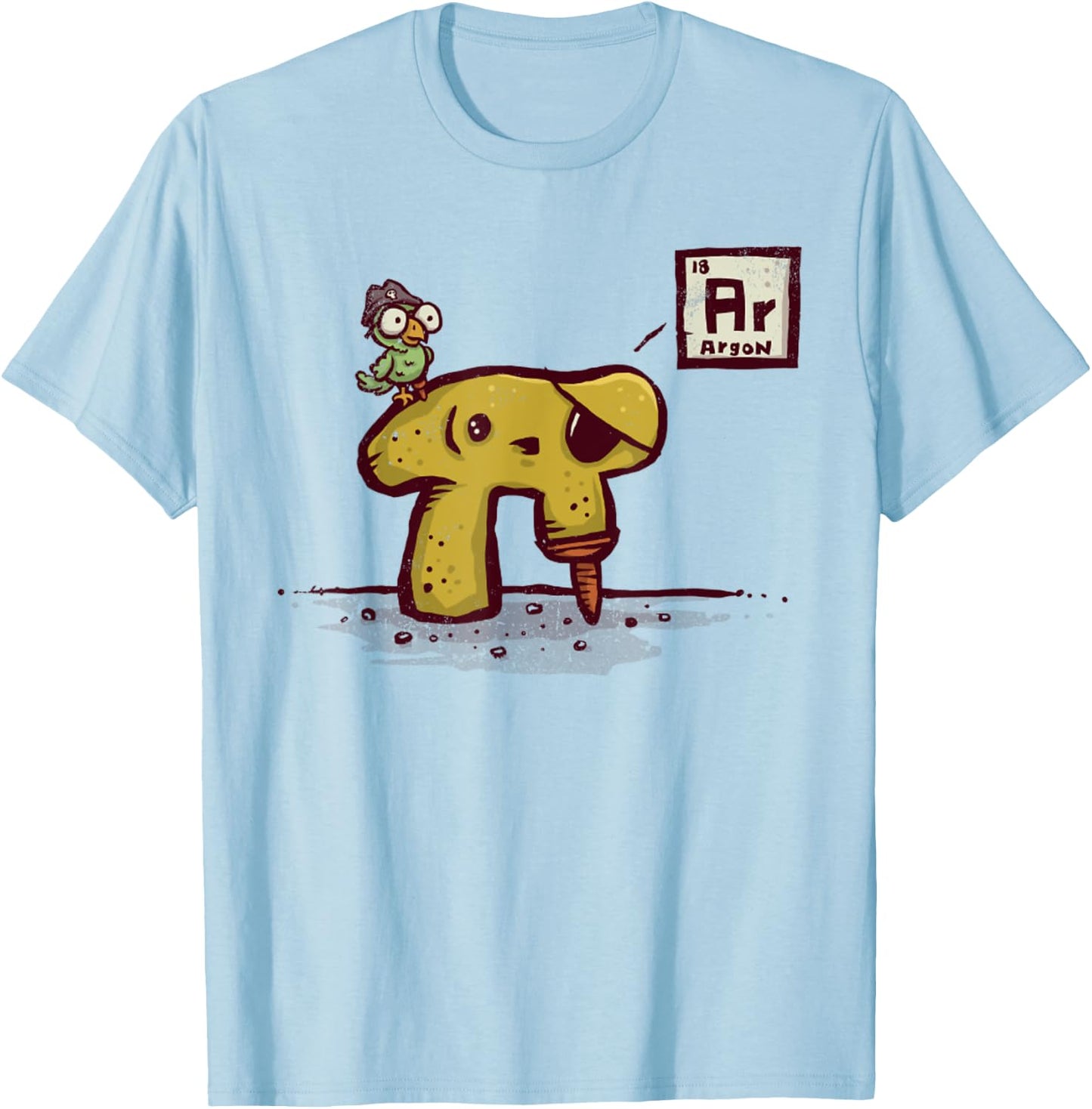 Nerdy Pi Rate Vintage Pirate Bird Periodic Table Math Joke T-Shirt - T-Shirt | Light Blue