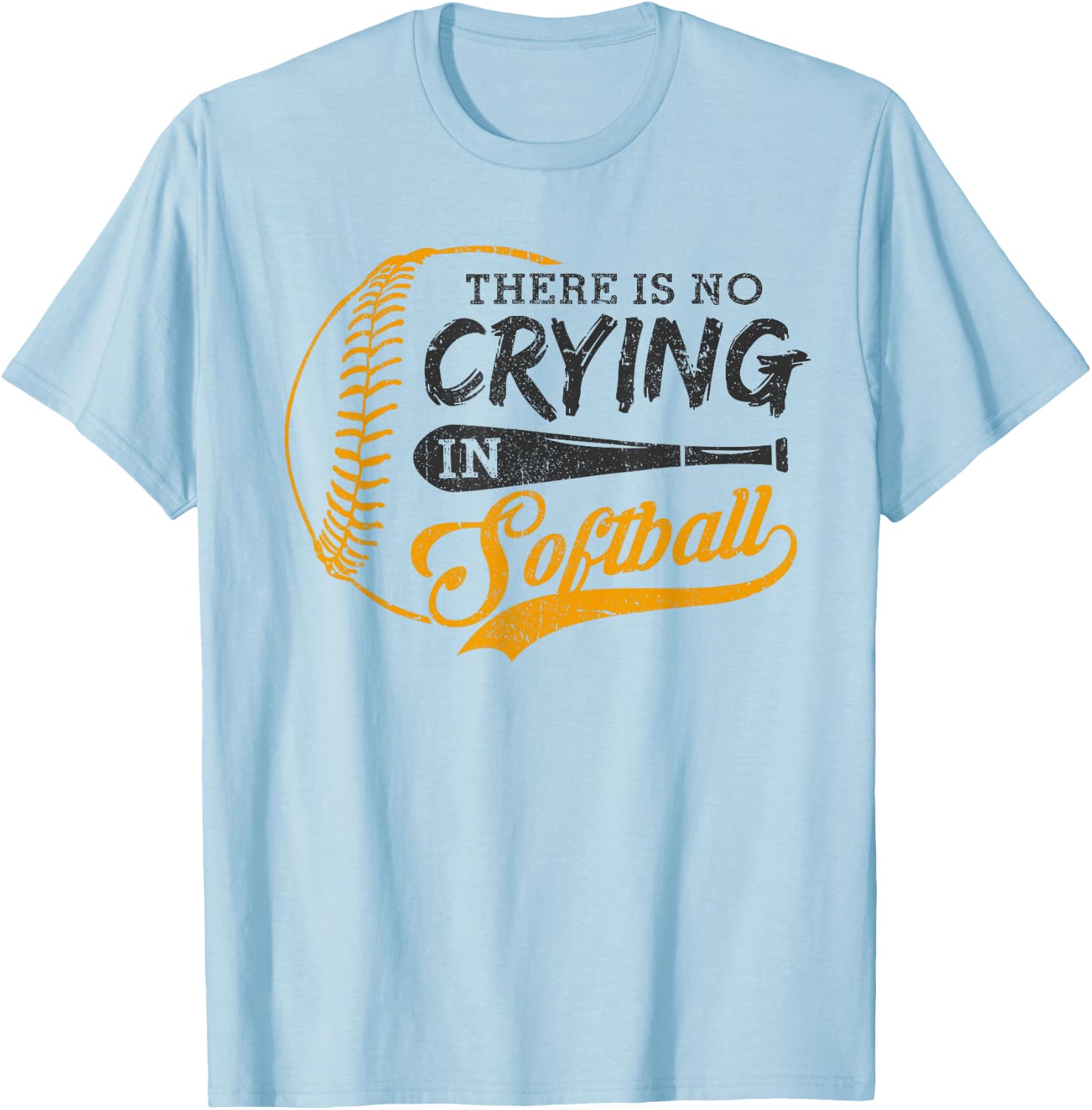 Vintage There Is No Crying In Softball Sports Funny Softball T-Shirt - T-Shirt | Light Blue
