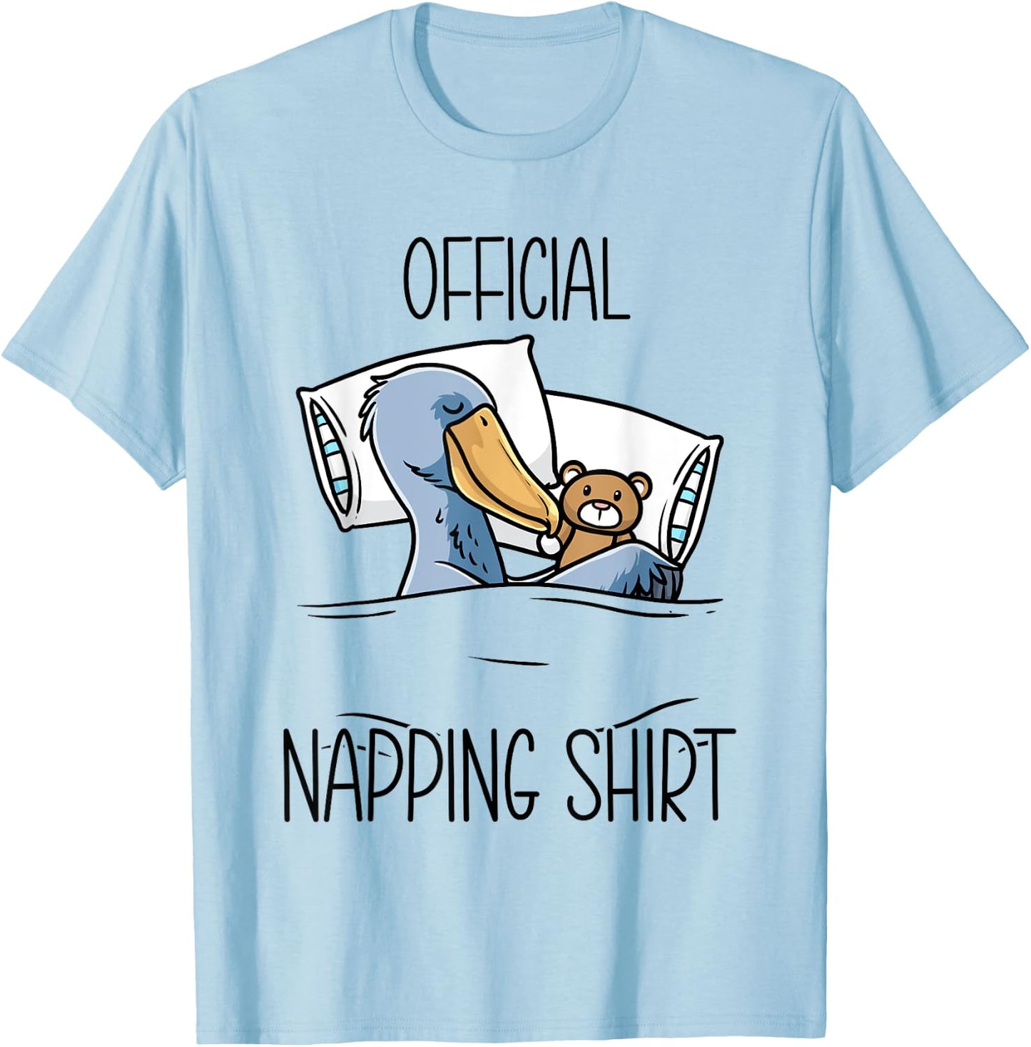 Sleeping Shoebill Bird Hoe-billed Stork With Stuffed Animal T-Shirt - T-Shirt | Light Blue