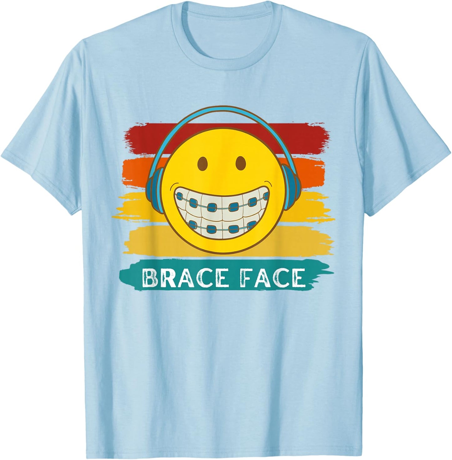 RETRO SMILE BRACE FACE Orthodontic Braces T-Shirt - T-Shirt | Light Blue