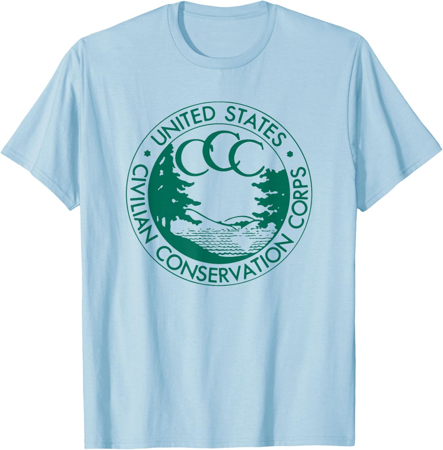 Civilian Conservation Corps CCC Logo Retro Distressed 1930s T-Shirt - T-Shirt | Light Blue