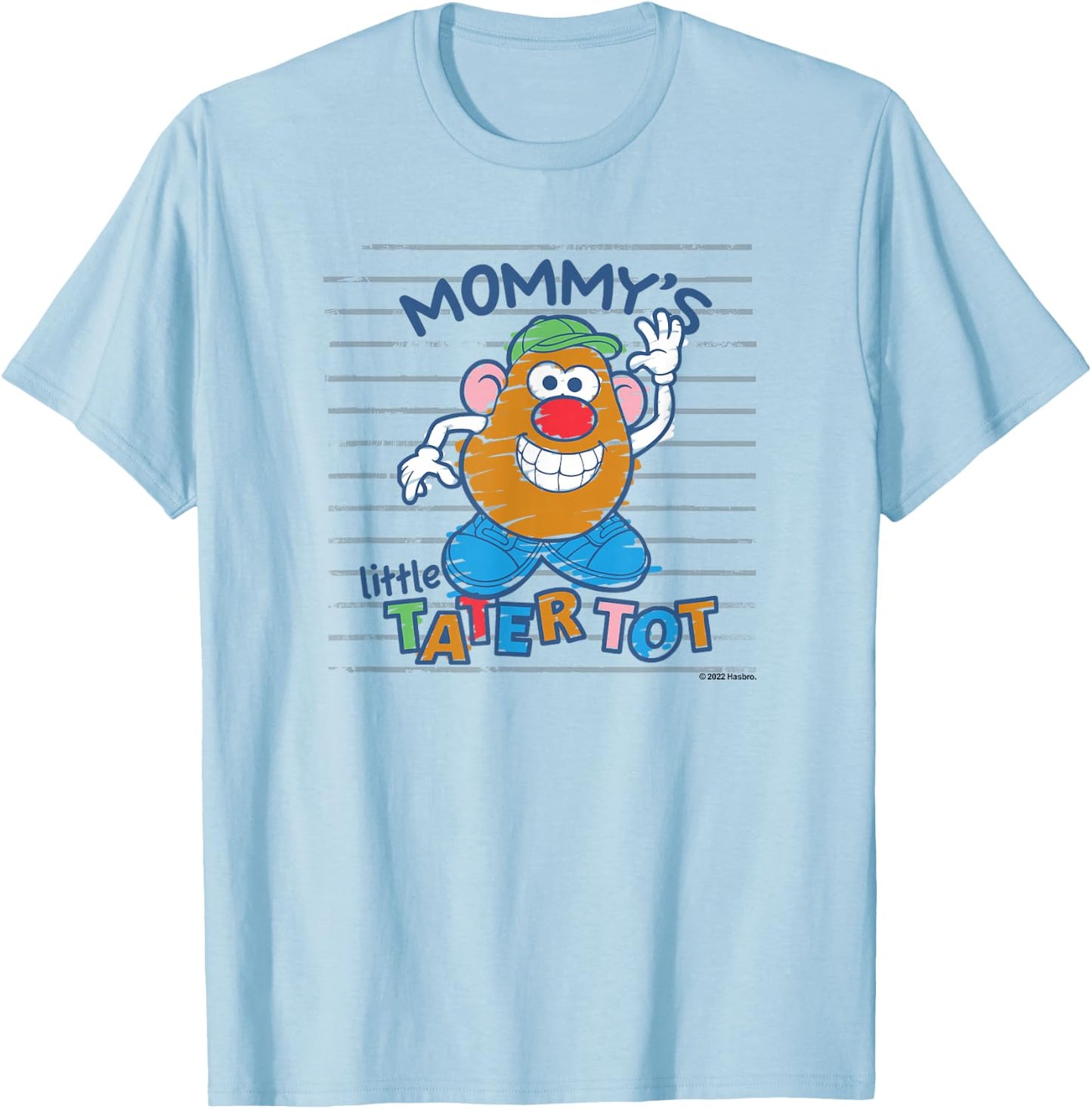 Mr. Potato Head Mommy's Little Tatertot Crayon Colored Shot T-Shirt - T-Shirt | Light Blue