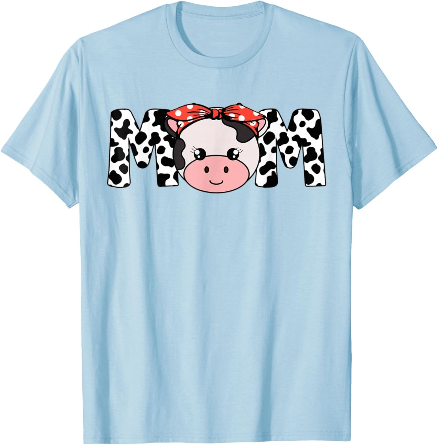 Mom Cow-Print T Shirt Women Heifer Farm Mama T-Shirt - T-Shirt | Light Blue
