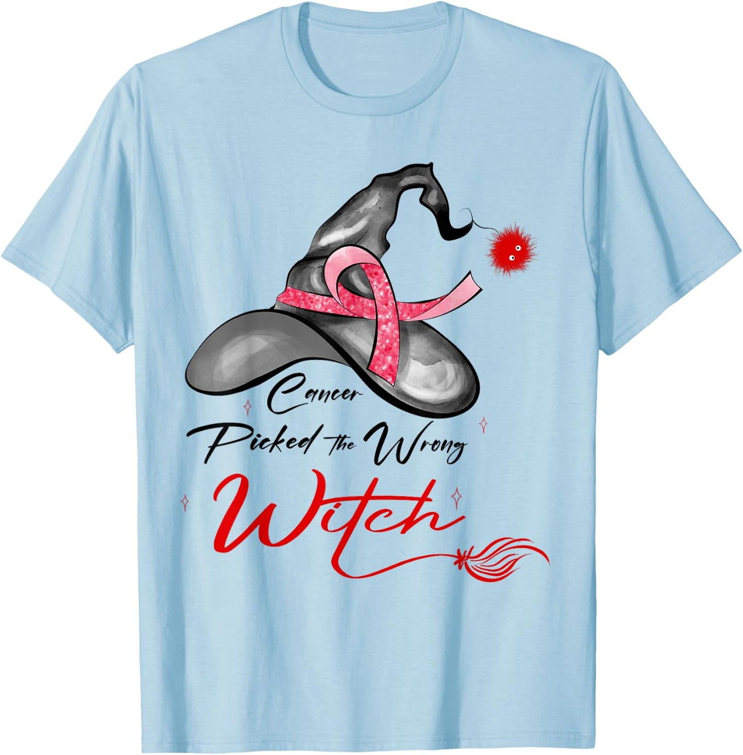 Blood Cancer Halloween | Blood Cancer Picked Wrong Witch T-Shirt - T-Shirt | Light Blue