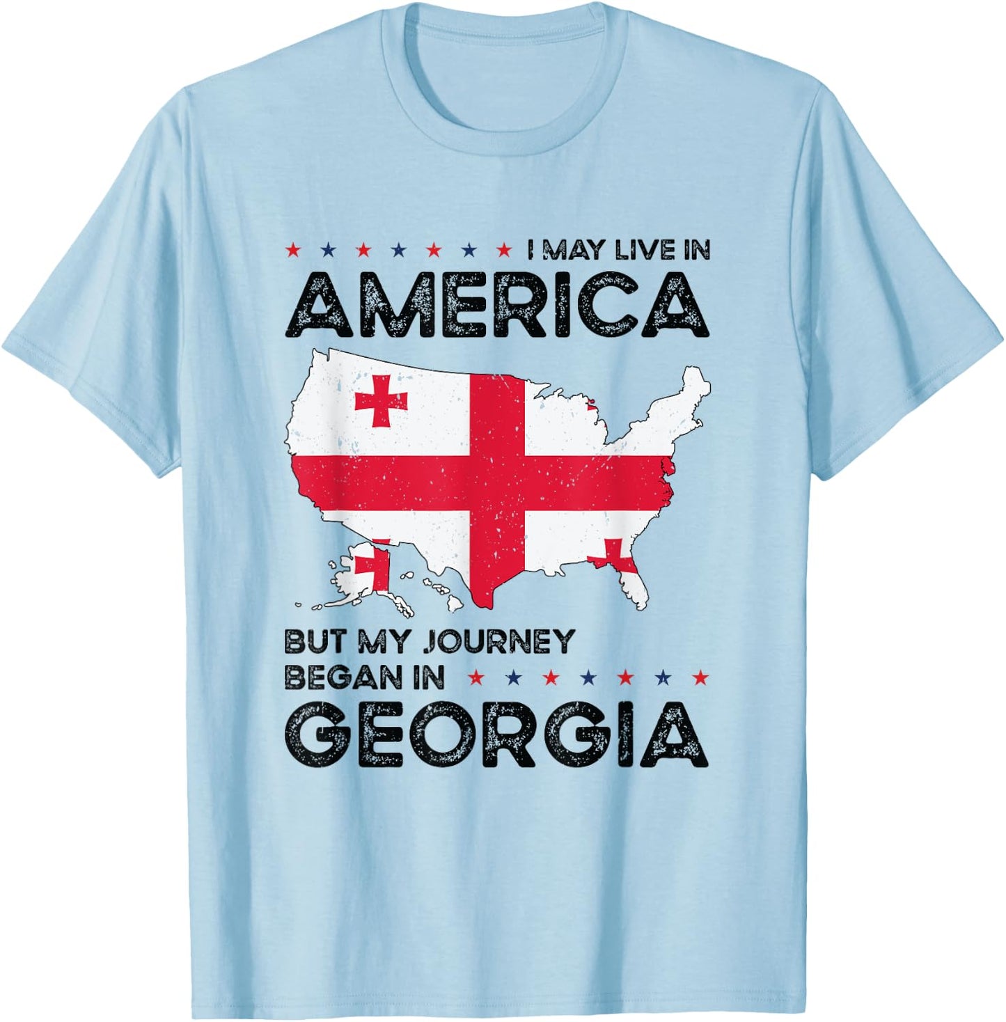 Georgian American Patriot USA Grown Georgia US Flag T-Shirt - T-Shirt | Light Blue