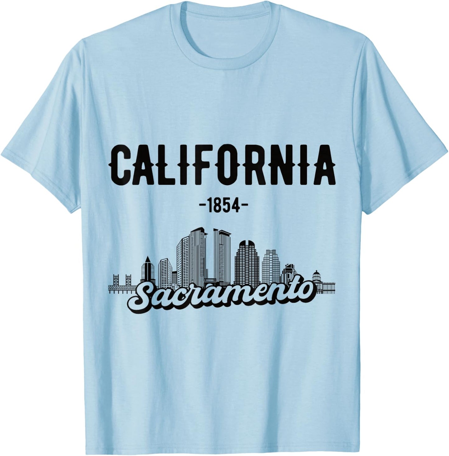 Skyline Sacramento California T-Shirt - T-Shirt | Light Blue