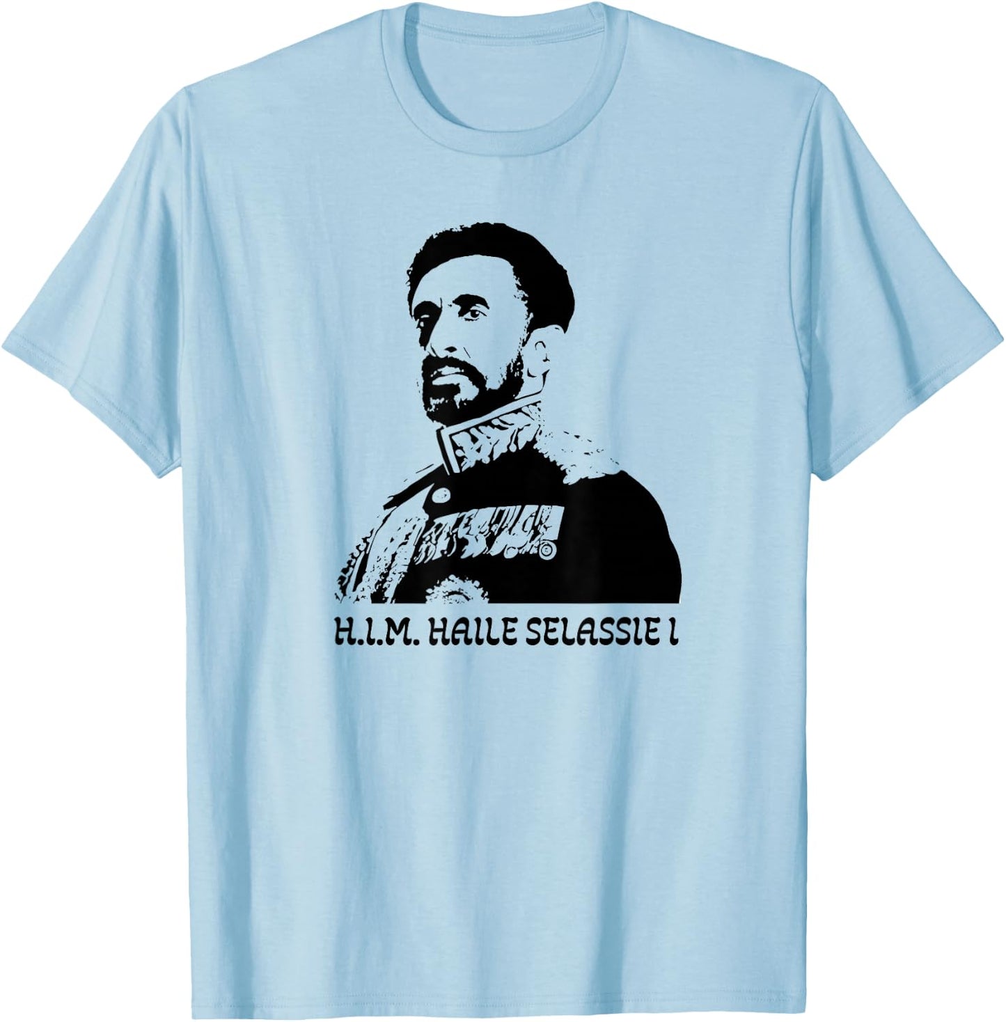 Emperor Haile Selassie Art Ethiopia Ras Tafari Reggae Rasta T-Shirt - T-Shirt | Light Blue