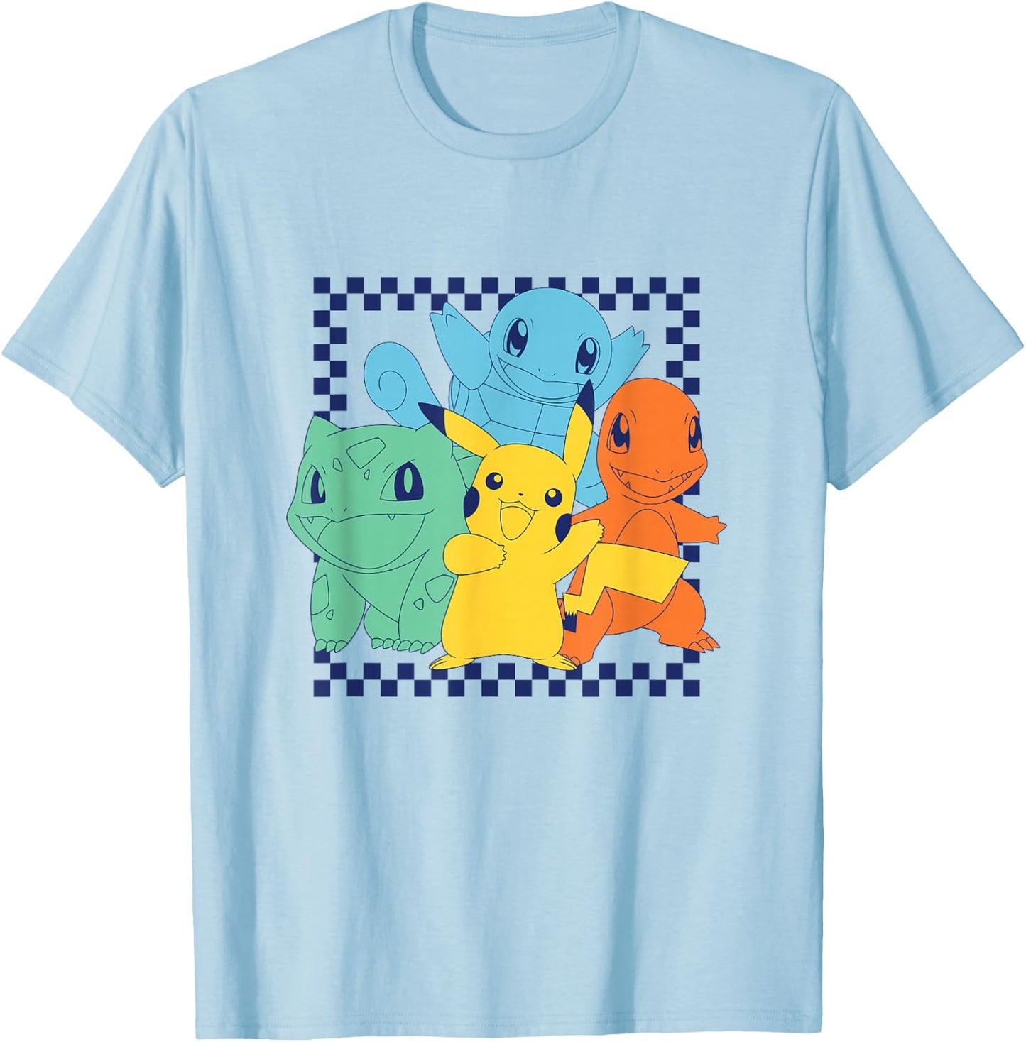 Pokémon - Pikachu Charmander Bulbasaur Squirtle Group T-Shirt - T-Shirt | Light Blue