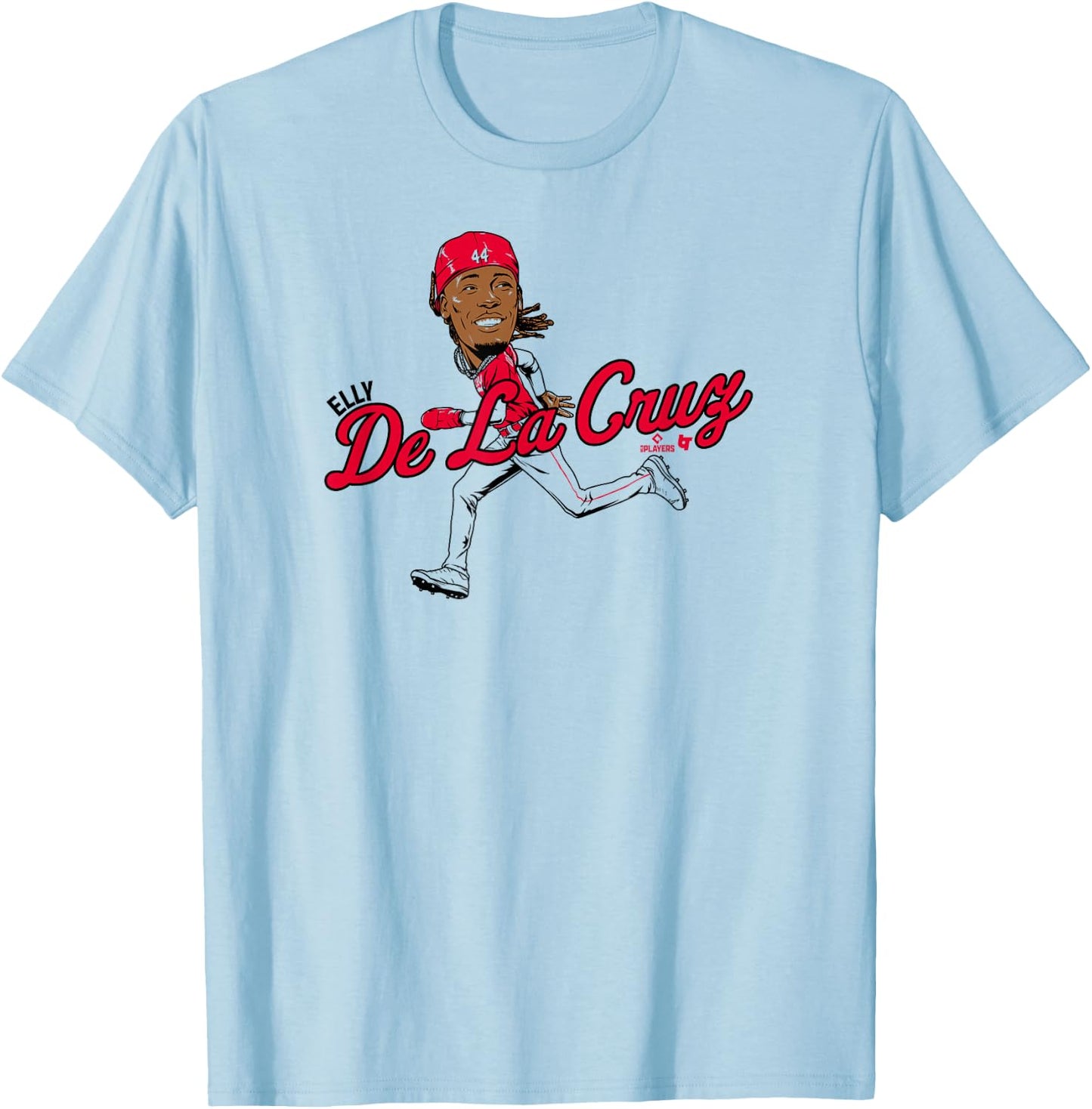 Elly De La Cruz - Caricature - Cincinnati Baseball T-Shirt - T-Shirt | Light Blue