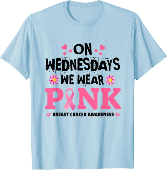 We Wear Pink Ribbon Breast Cancer Awareness Month Men Women T-Shirt - T-Shirt | Light Blue