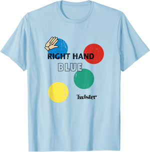 Twister Vintage Retro Distressed Right Hand Blue Game Logo T-Shirt - T-Shirt | Light Blue