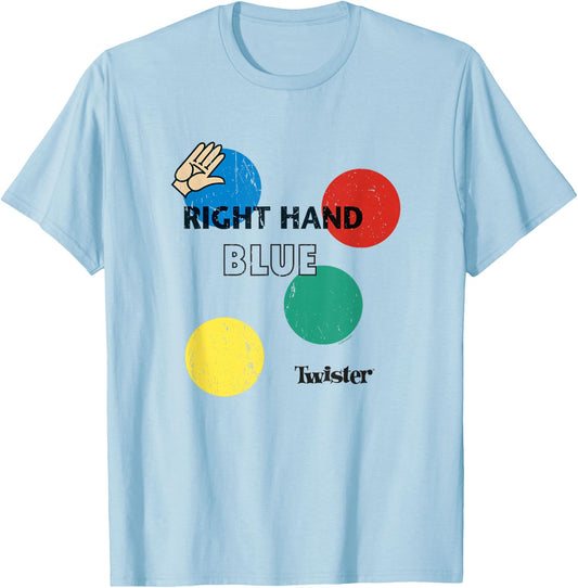 Twister Vintage Retro Distressed Right Hand Blue Game Logo T-Shirt - T-Shirt | Light Blue