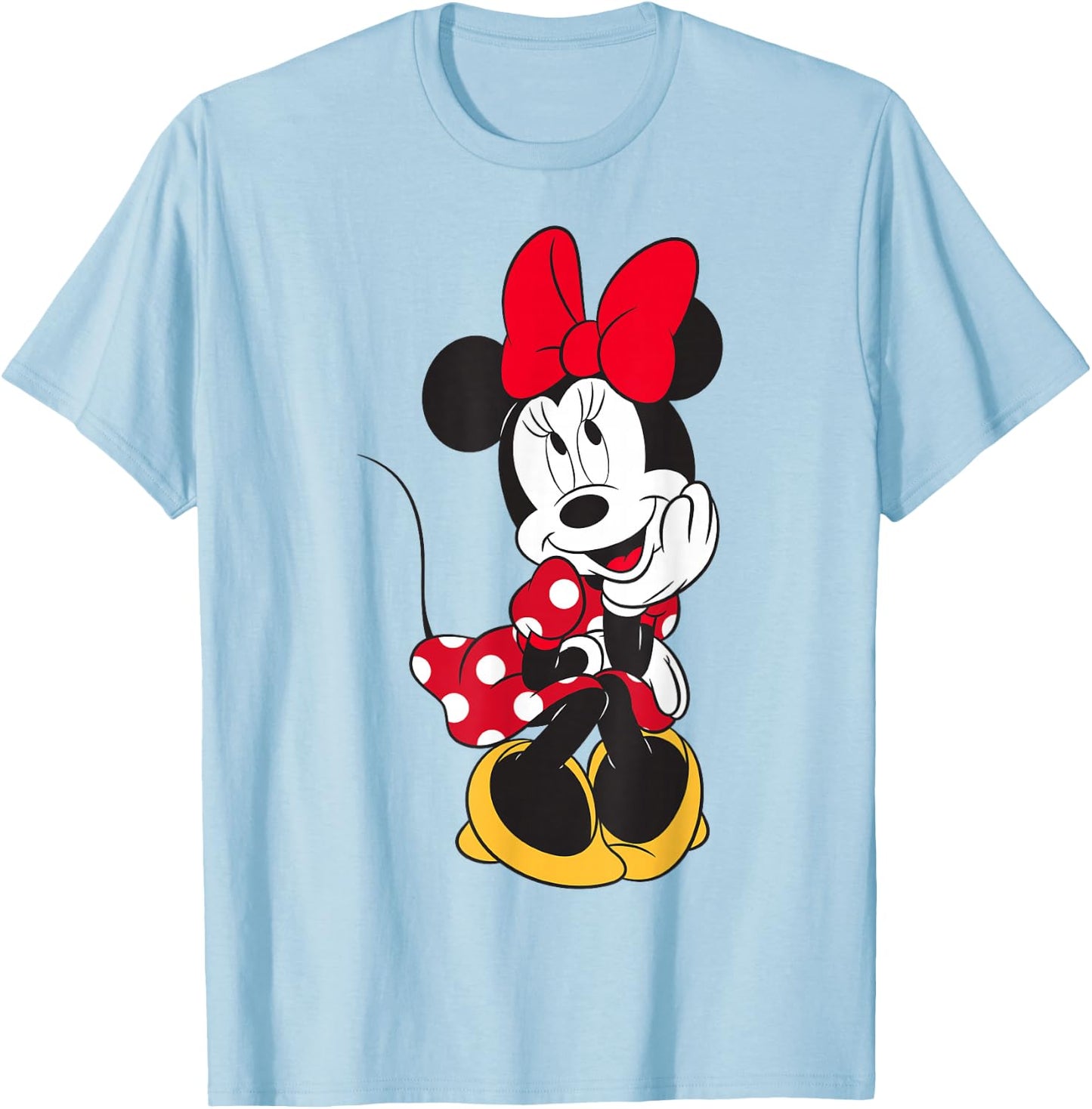 Disney Minnie Mouse Daydreaming Pose Cute Portrait T-Shirt - T-Shirt | Light Blue
