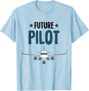 Future Pilot Airplane Plane Boys Toddler Kids T-Shirt - T-Shirt | Light Blue