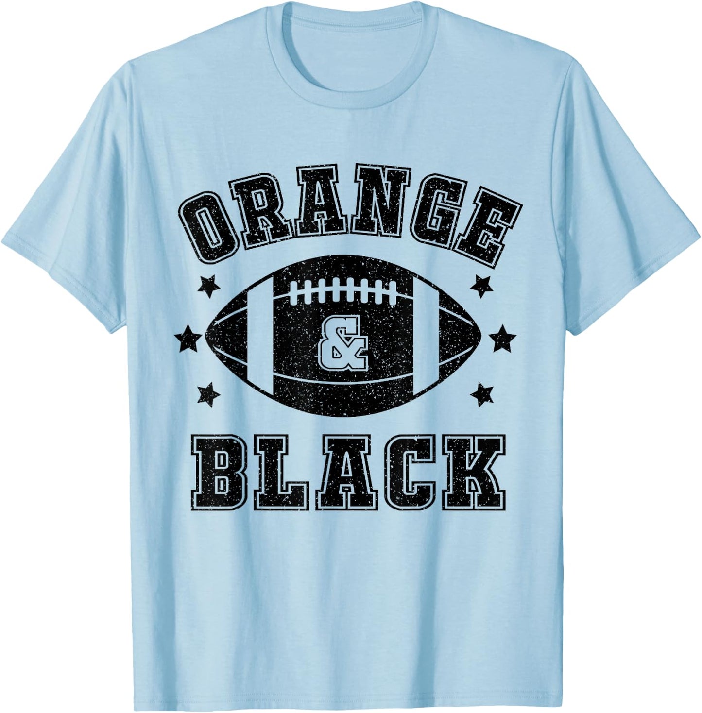 On Gameday Football We Wear Orange And Black School Spirit T-Shirt - T-Shirt | Light Blue