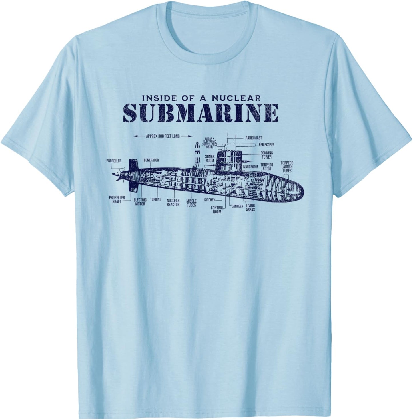 Inside of a Nuclear Submarine Military Technology Submarine T-Shirt - T-Shirt | Light Blue