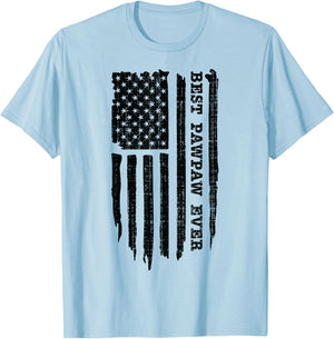 Best Pawpaw Ever American Flag Funny Father's Day T-Shirt - T-Shirt | Light Blue