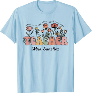 Mrs. Sanchez Teacher Wildflower Women Back To School T-Shirt - T-Shirt | Light Blue