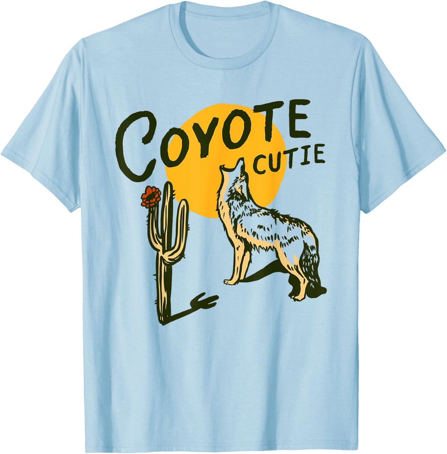 Coyote Cutie: Cute, Adorable Howl At The Moon Wolf Animal T-Shirt - T-Shirt | Light Blue