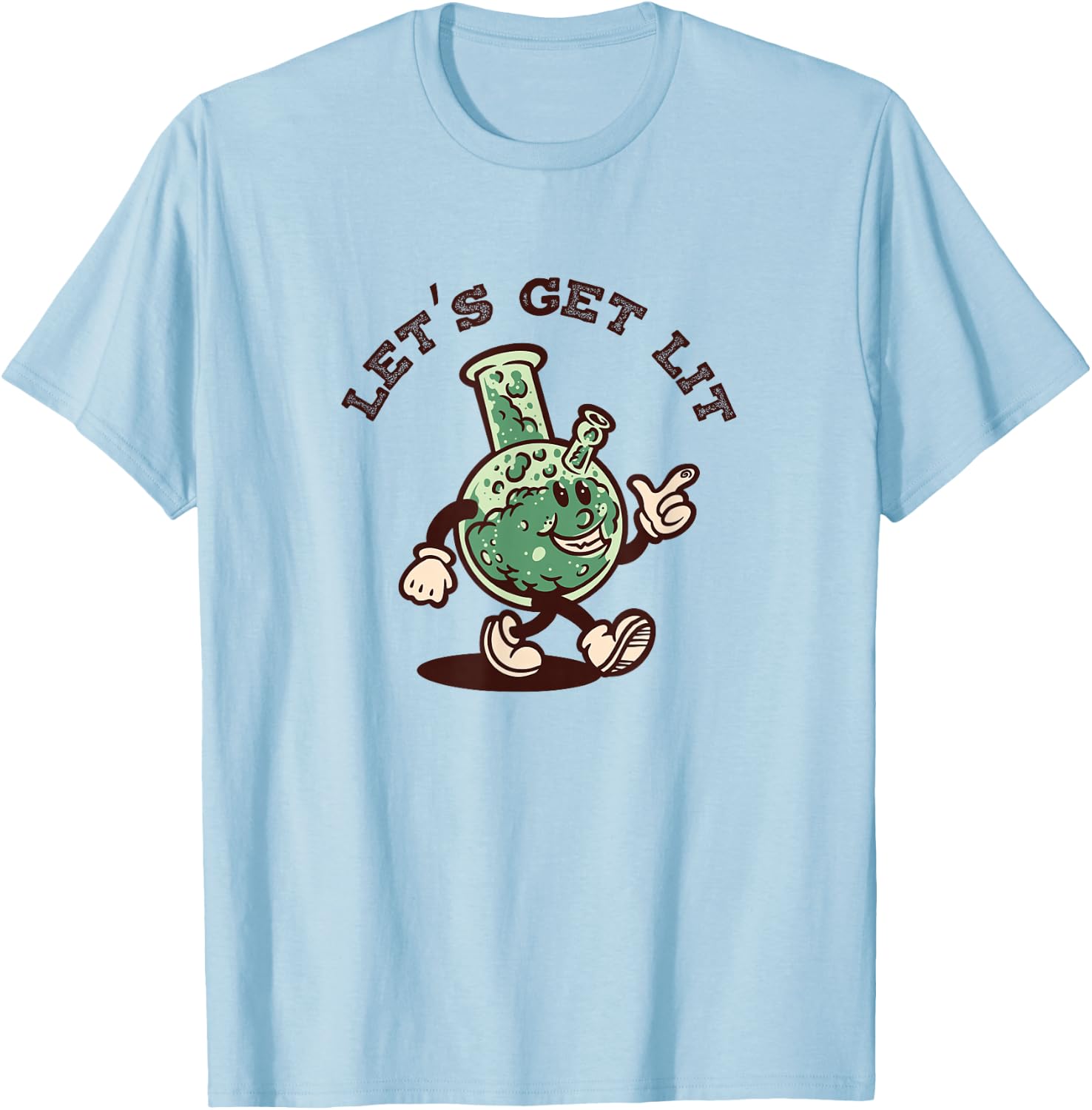 Let's Get Lit - Retro Vintage Cartoon Bong T-Shirt - T-Shirt | Light Blue