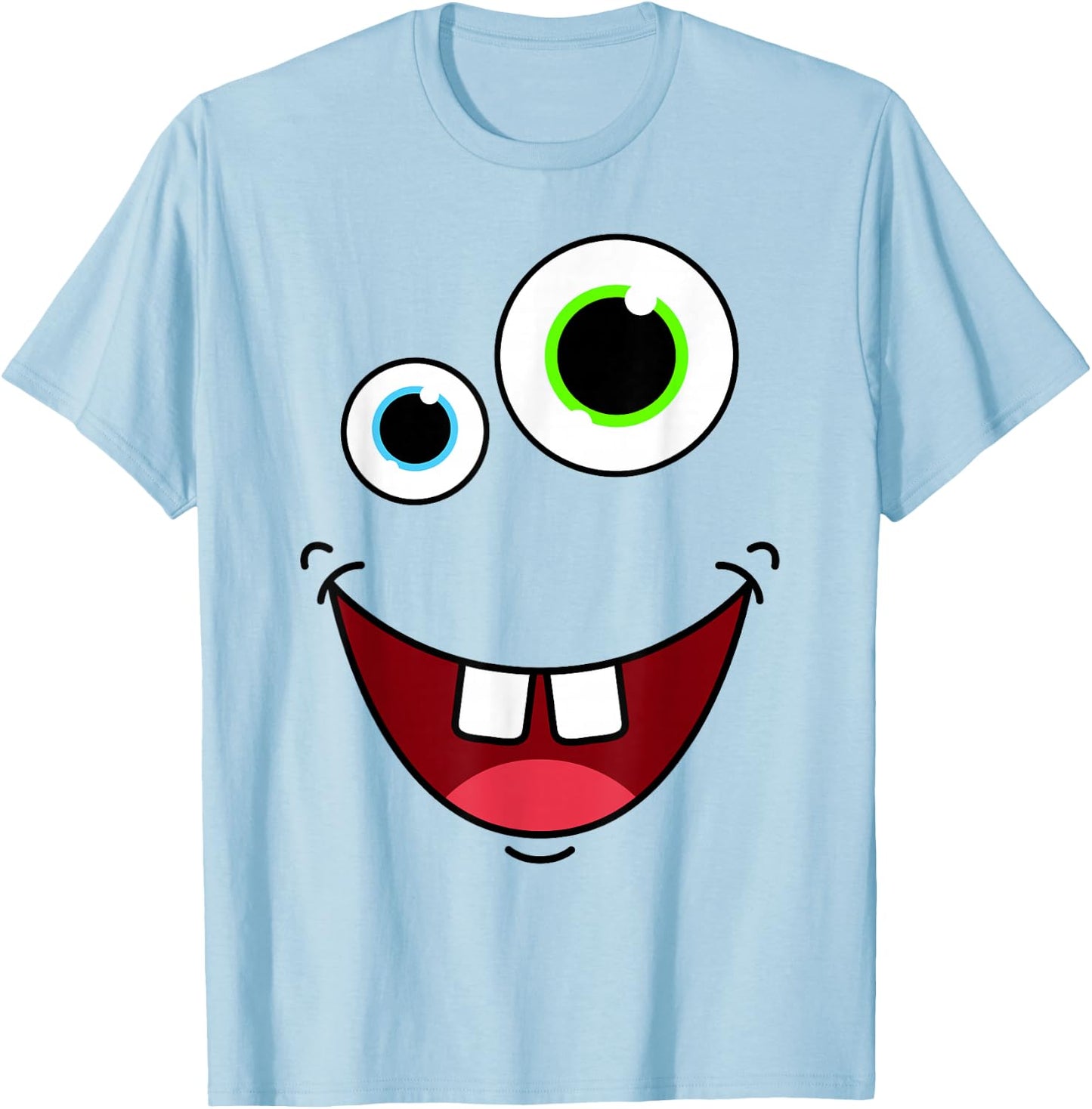 Funny Silly Monster Face Group Costume Birthday Halloween T-Shirt - T-Shirt | Light Blue