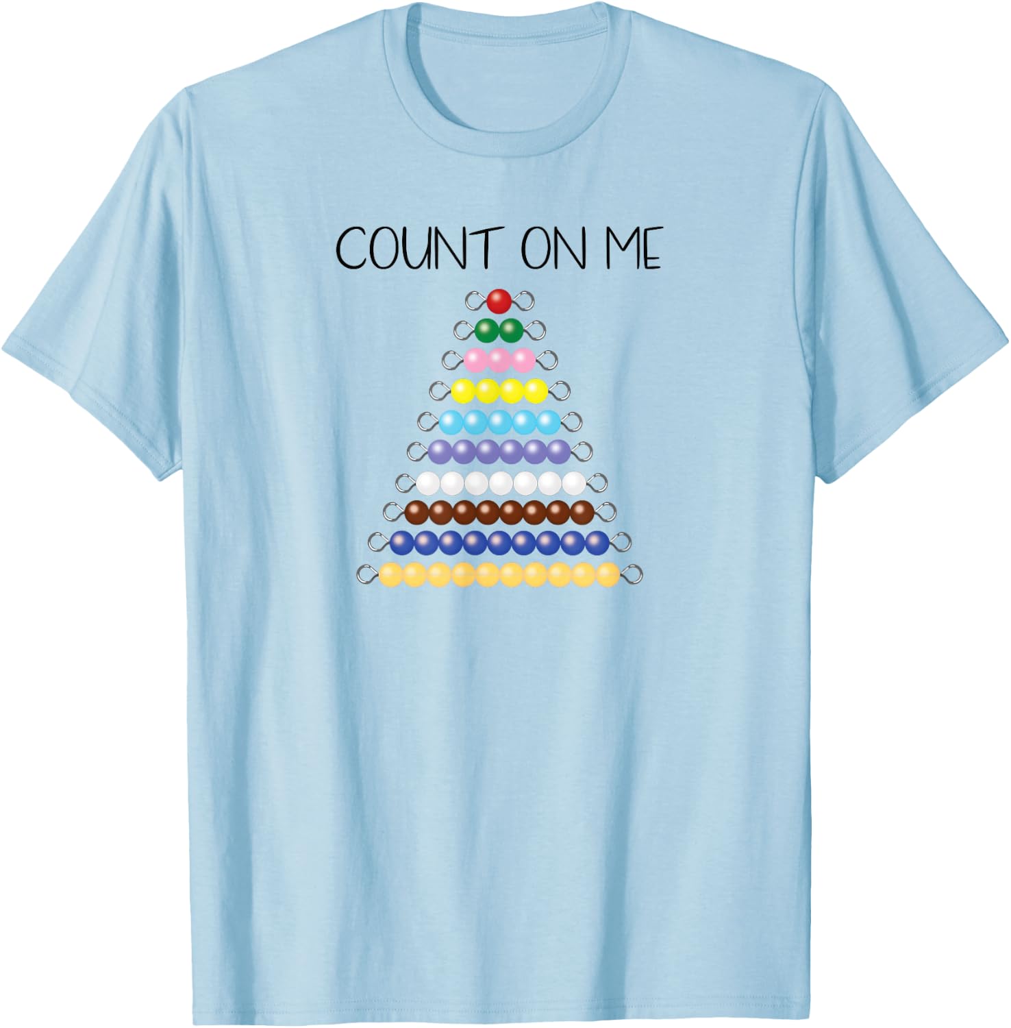 Count On Me - Montessori Bead Chains T-Shirt - T-Shirt | Light Blue