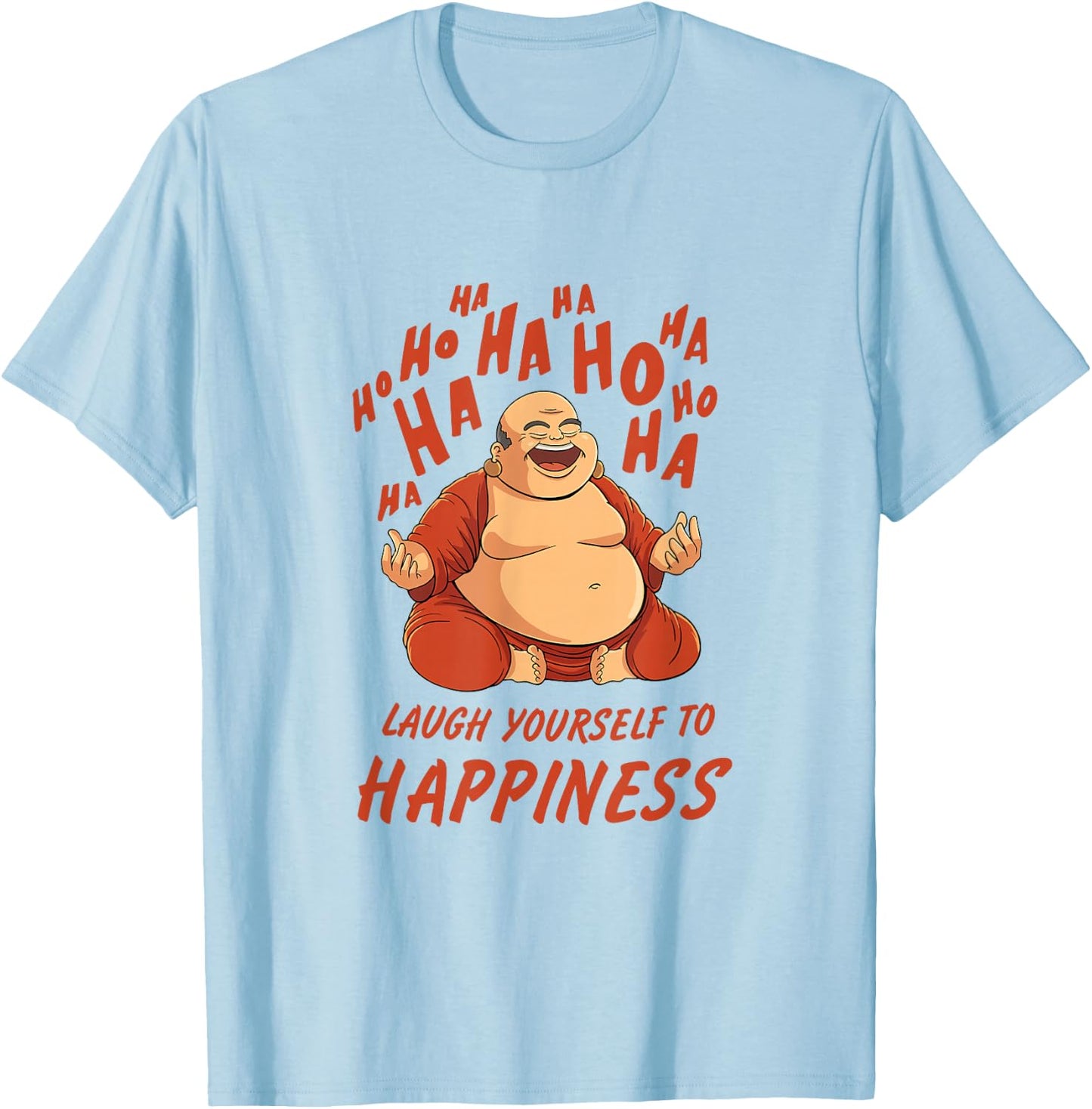 Laughing Meditation Buddha Design for Laughter Yoga Training T-Shirt - T-Shirt | Light Blue