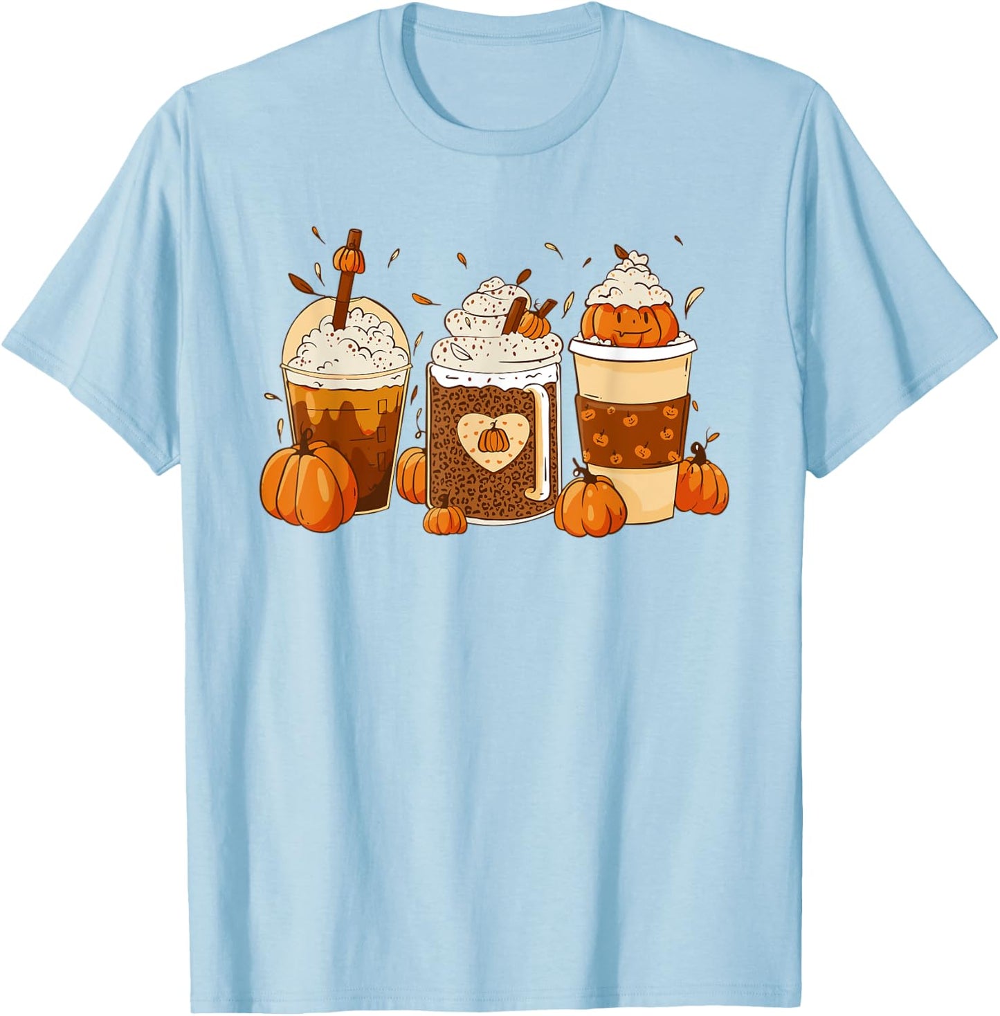 Pumpkin Spice Latte Fall Coffee Thanksgiving Shirt T-Shirt - T-Shirt | Light Blue
