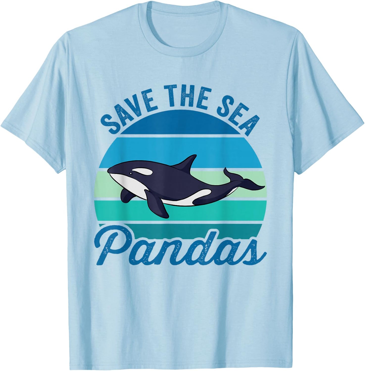 Save The Sea Pandas Cute Vintage Orca Whale T-Shirt - T-Shirt | Light Blue