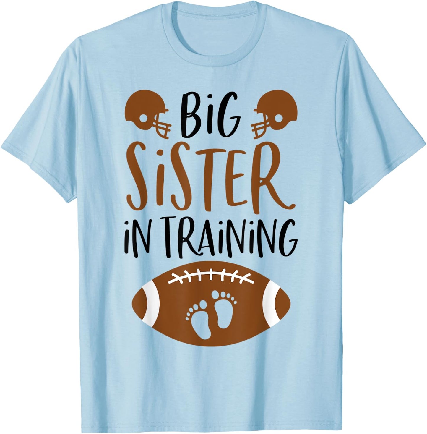 Big Sister in Training Fall Football Autumn Fall Pregnancy T-Shirt - T-Shirt | Light Blue
