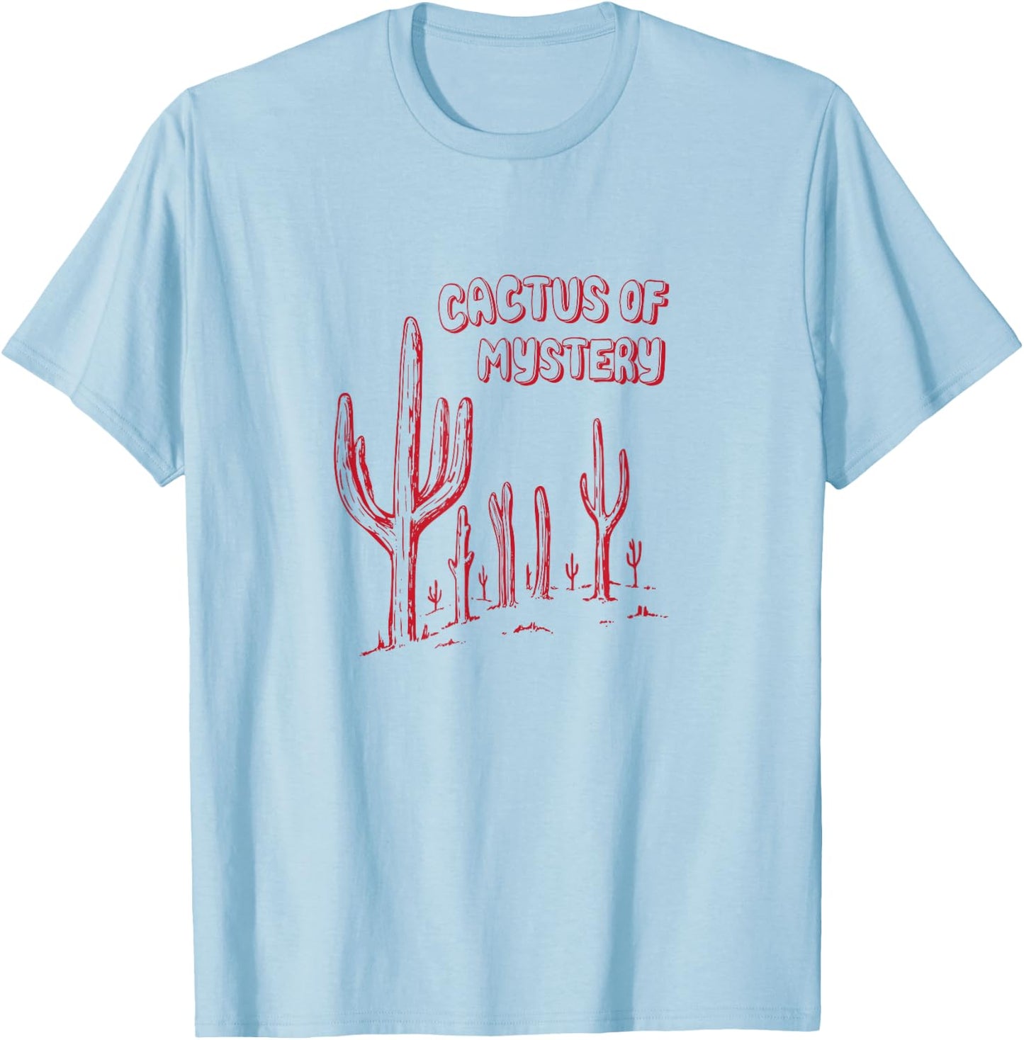 Maddesigns Cactus of Mystery UHF - Men's Grey Small Classic Fit Short Sleeve Cotton Polyester Blend T-Shirt - T-Shirt | Light Blue