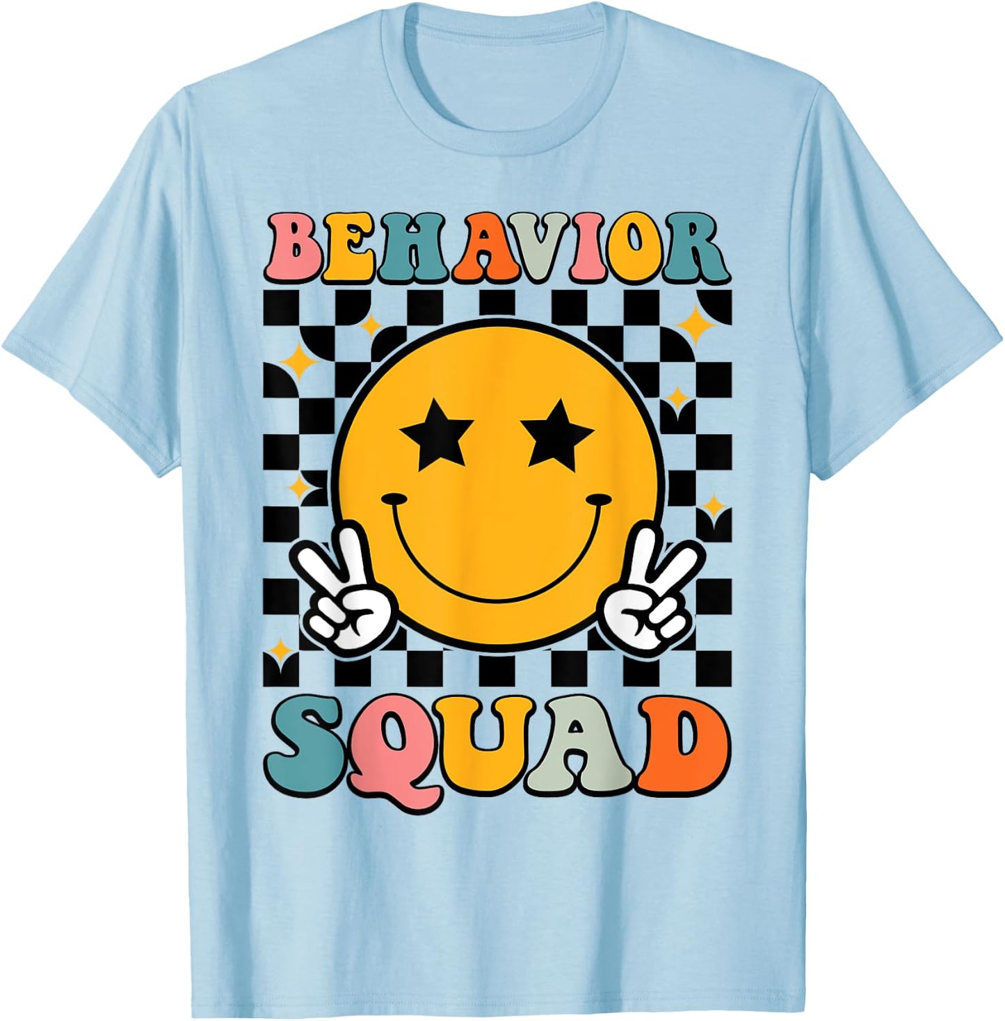 Behavior Squad Specialist Analyst Behavior Teacher Retro T-Shirt - T-Shirt | Light Blue
