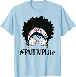 PMHNP Psychiatric Mental Health Nurse Practitioner Black T-Shirt - T-Shirt | Light Blue