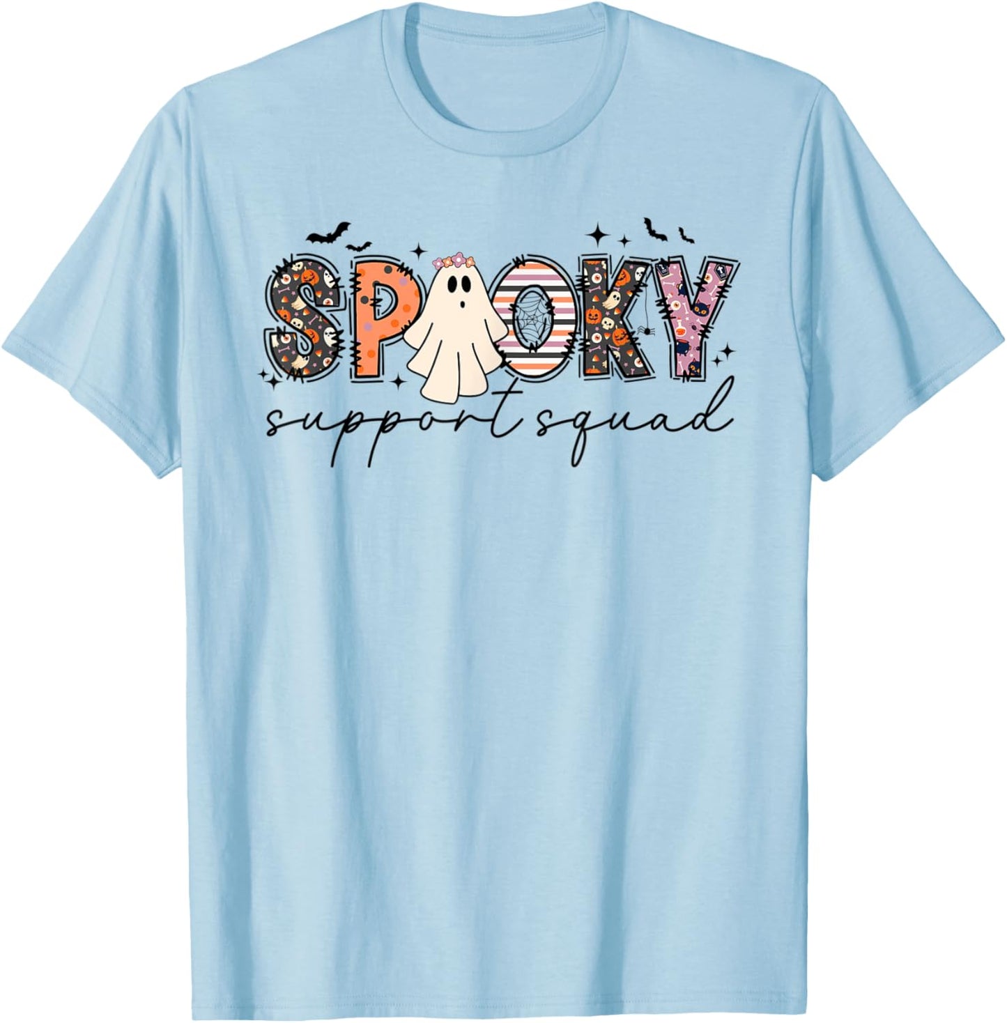 Spooky Support Squad Halloween School Office Staff Employees T-Shirt - T-Shirt | Light Blue