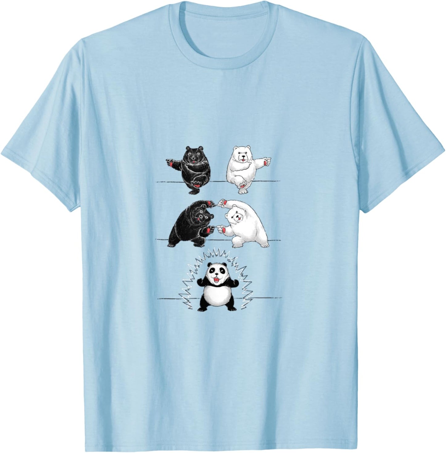 Panda Bear Giant Panda Fusion Dance Polar White Back Merge T-Shirt - T-Shirt | Light Blue