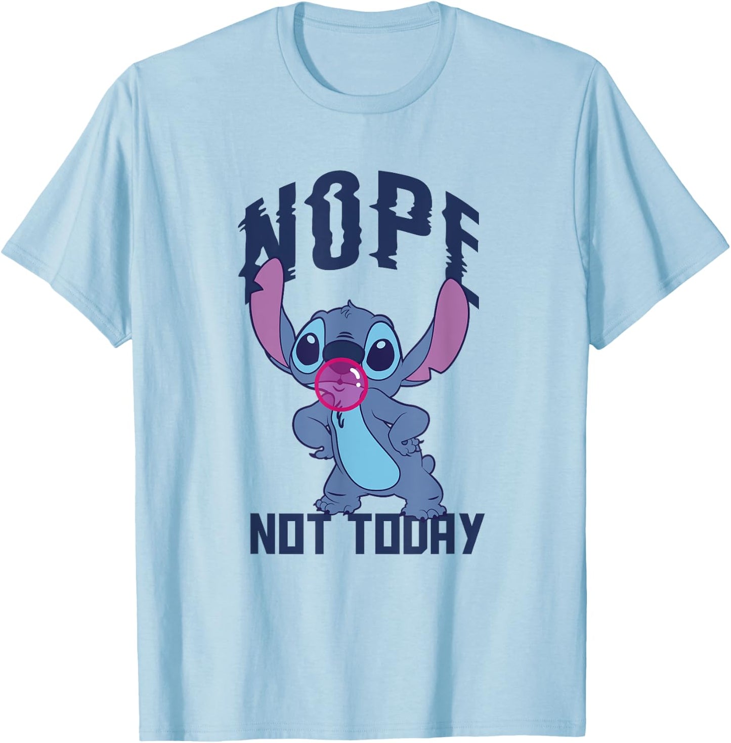 Disney Lilo & Stitch Nope Not Today Sassy Pose Chest Logo T-Shirt - T-Shirt | Light Blue
