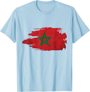 Morocco Moroccan Flag Soccer Football Lover T-Shirt - T-Shirt | Light Blue