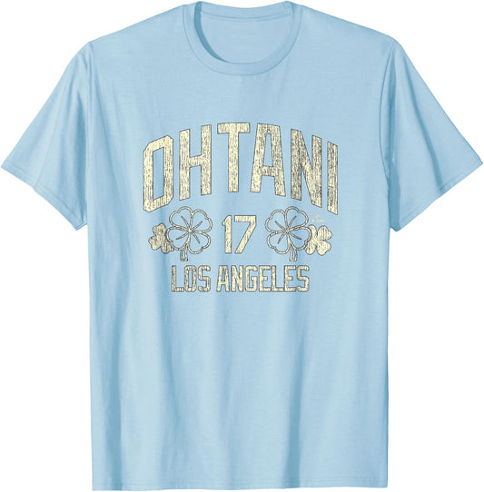 Shohei Ohtani Los Angeles Baseball St. Patrick's Clover T-Shirt - T-Shirt | Light Blue