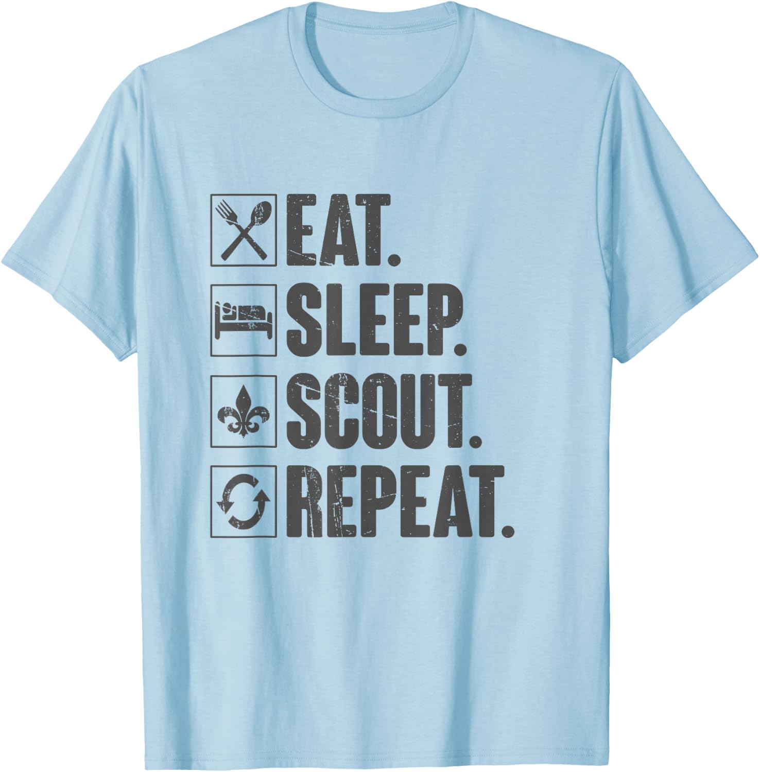 Eat Sleep Scout Repeat - Funny Scouting Lover Vintage T-Shirt - T-Shirt | Light Blue
