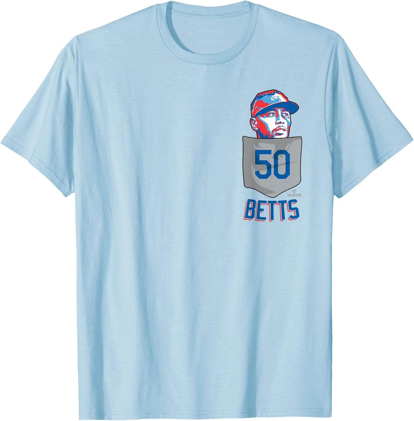Mookie Betts Los Angeles Baseball Pocket MLBPA T-Shirt - T-Shirt | Light Blue