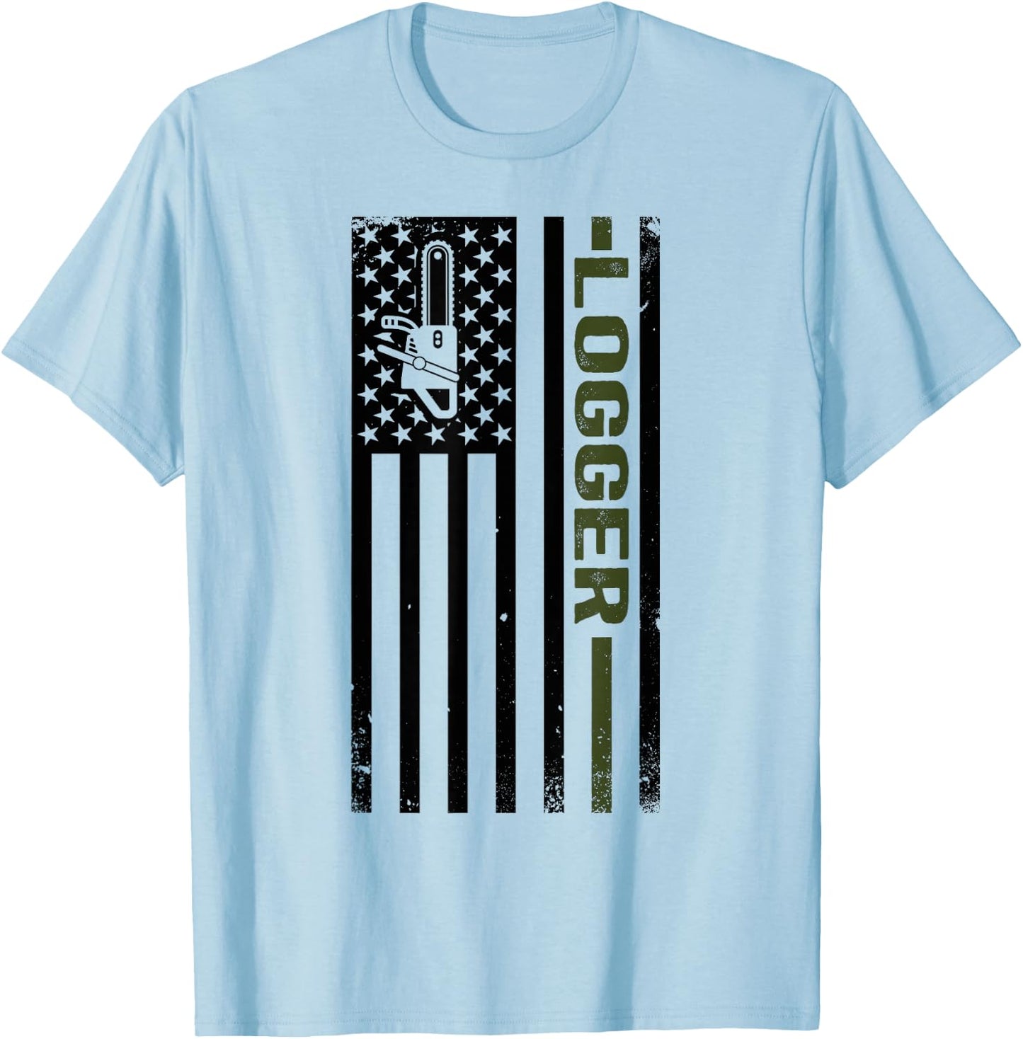 Logger US Flag Logging Lumberjack T-Shirt - T-Shirt | Light Blue