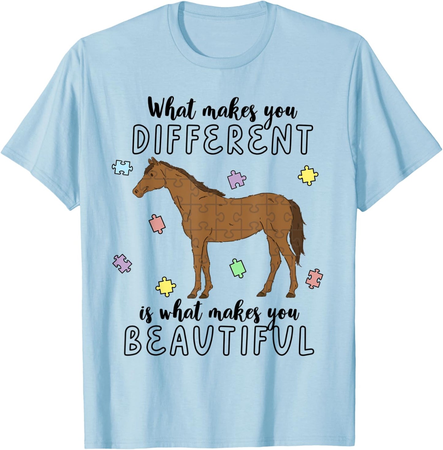Autism Awareness Month What Makes You Different Horse T-Shirt - T-Shirt | Light Blue