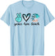 Peace Love Beach - Summer Hippie Ocean Vacation Sun Seaside T-Shirt - T-Shirt | Light Blue