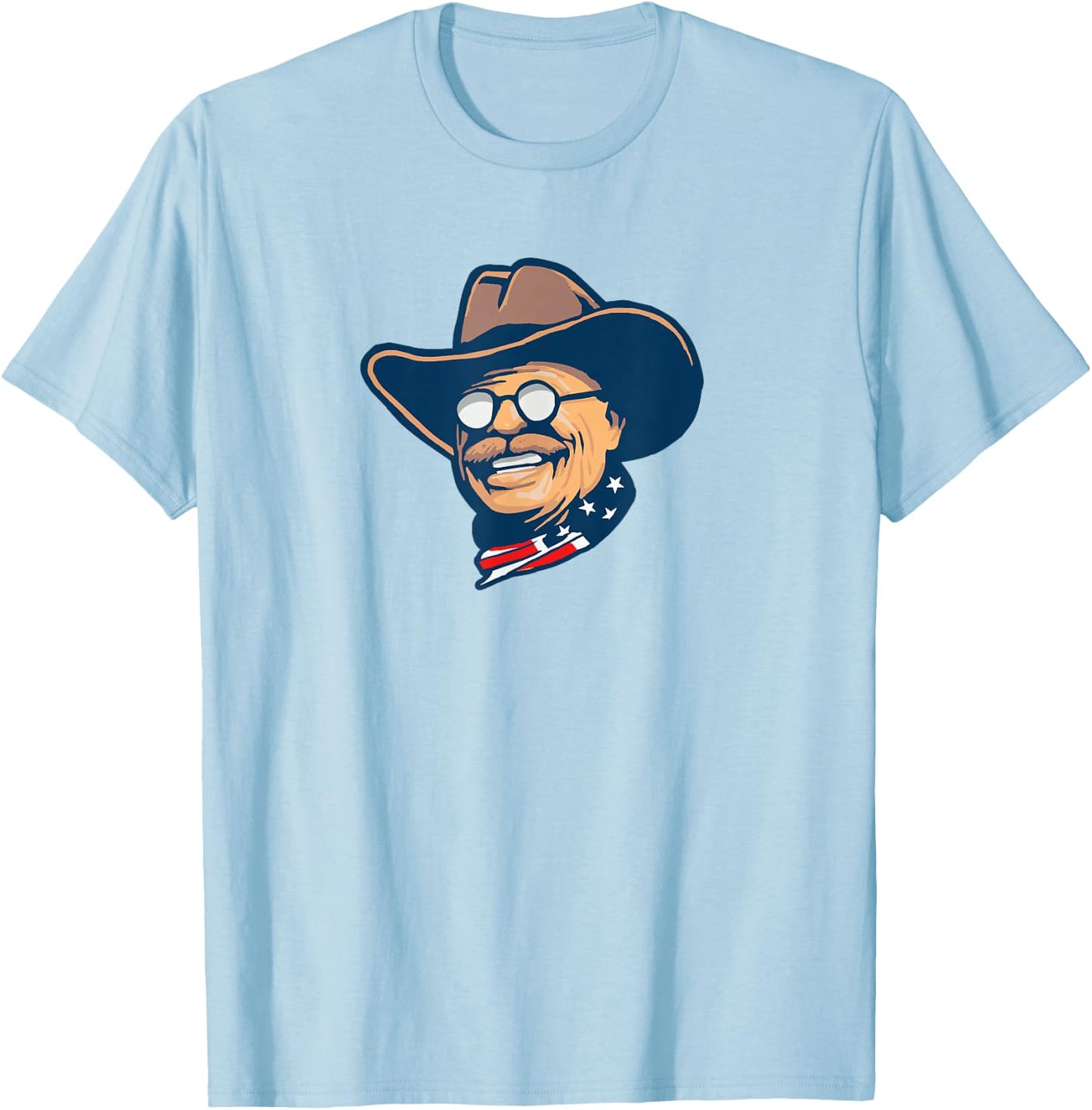 Giant Step Design Co. Teddy Roosevelt Rough Rider American National Parks Retro T-Shirt - T-Shirt | Light Blue
